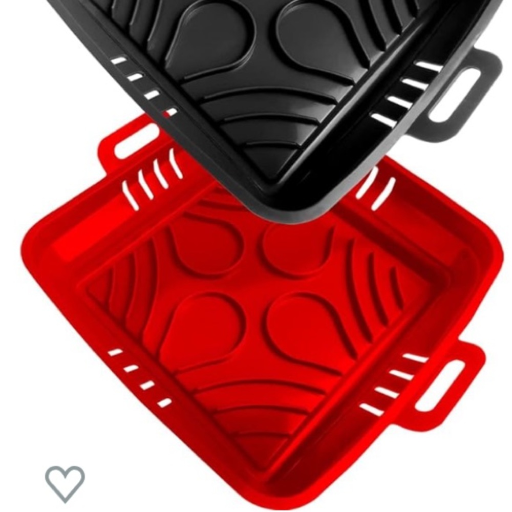 2 Collapsible Air Fryer Silicone Basket liners Bowl square for 5.7QT-8.5QT